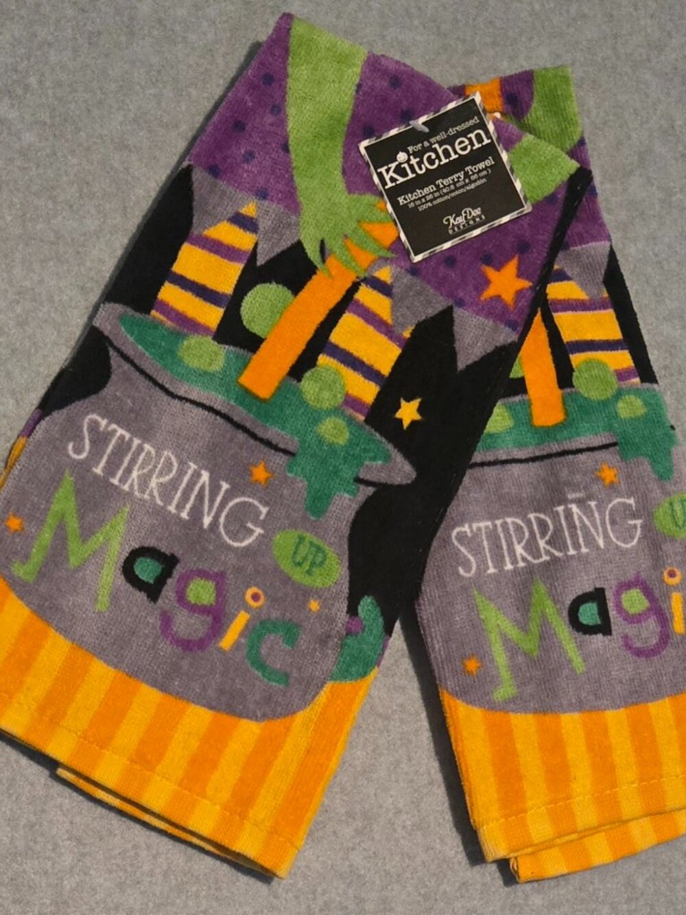 Set of 2 Stirring Up Magic Terry Kitchen Towels by Kay Dee Designs- Halloween